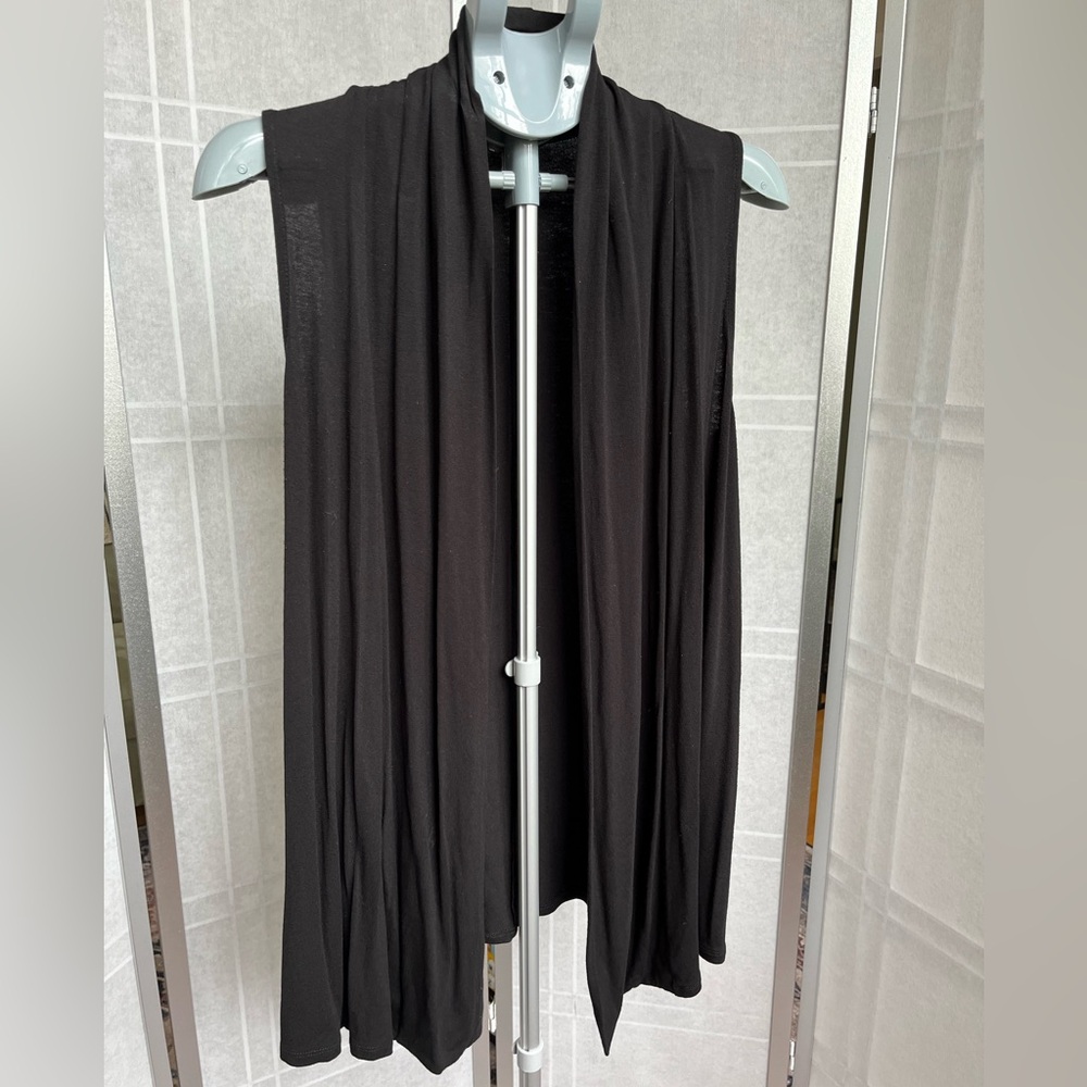 J.Jill Black Sleeveless Cardigan Open Front Flowy Layering Top Size S (Fits M/L)
